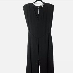 Evereve Jumpsuit Ember Puff‎ Sleeveless Belted Black Large Sporty Athleisure New